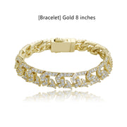 10mm Diamond Cuban Link Necklace and Bracelet Set