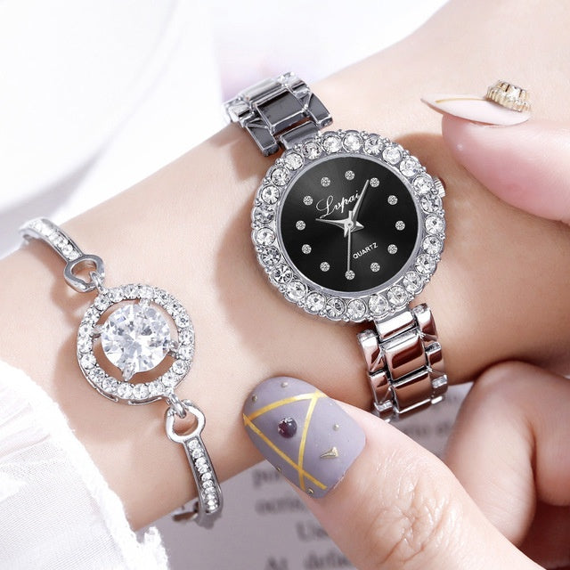Crystal quartz watch set