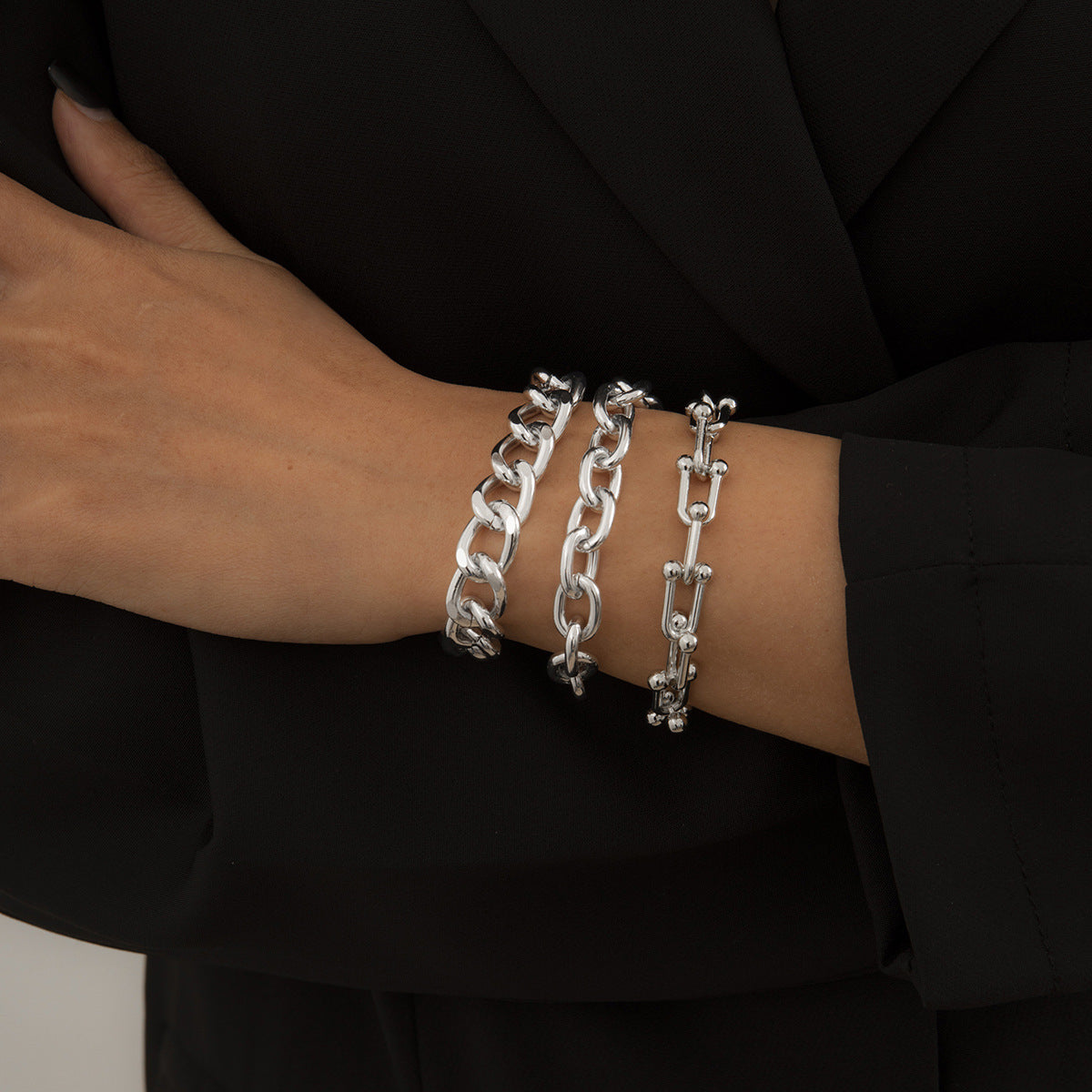 Texture Chain Bracelet Set