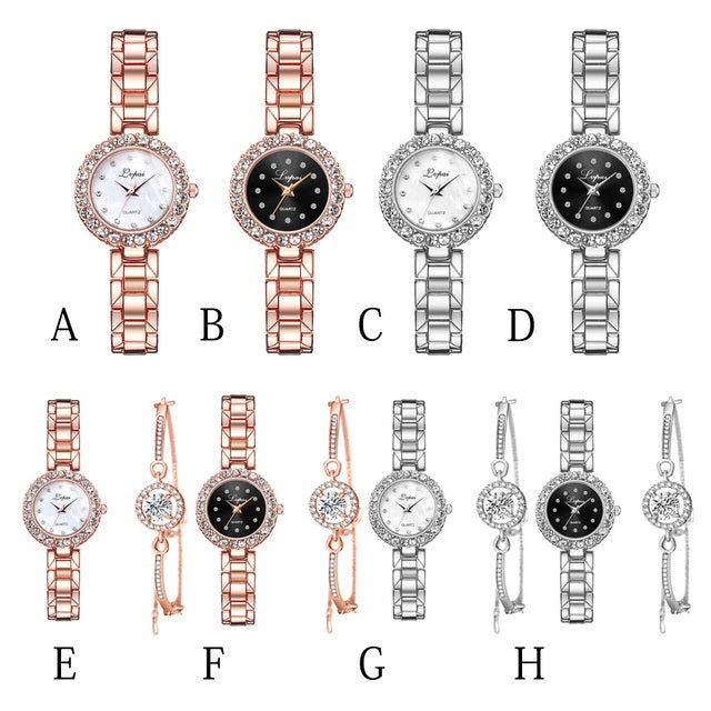 Crystal quartz watch set
