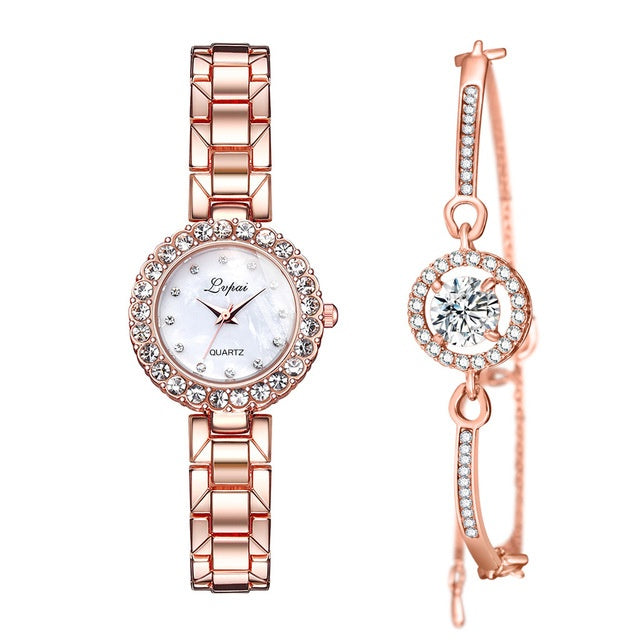 Crystal quartz watch set