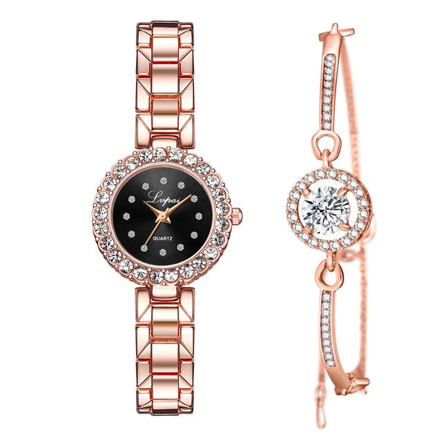 Crystal quartz watch set