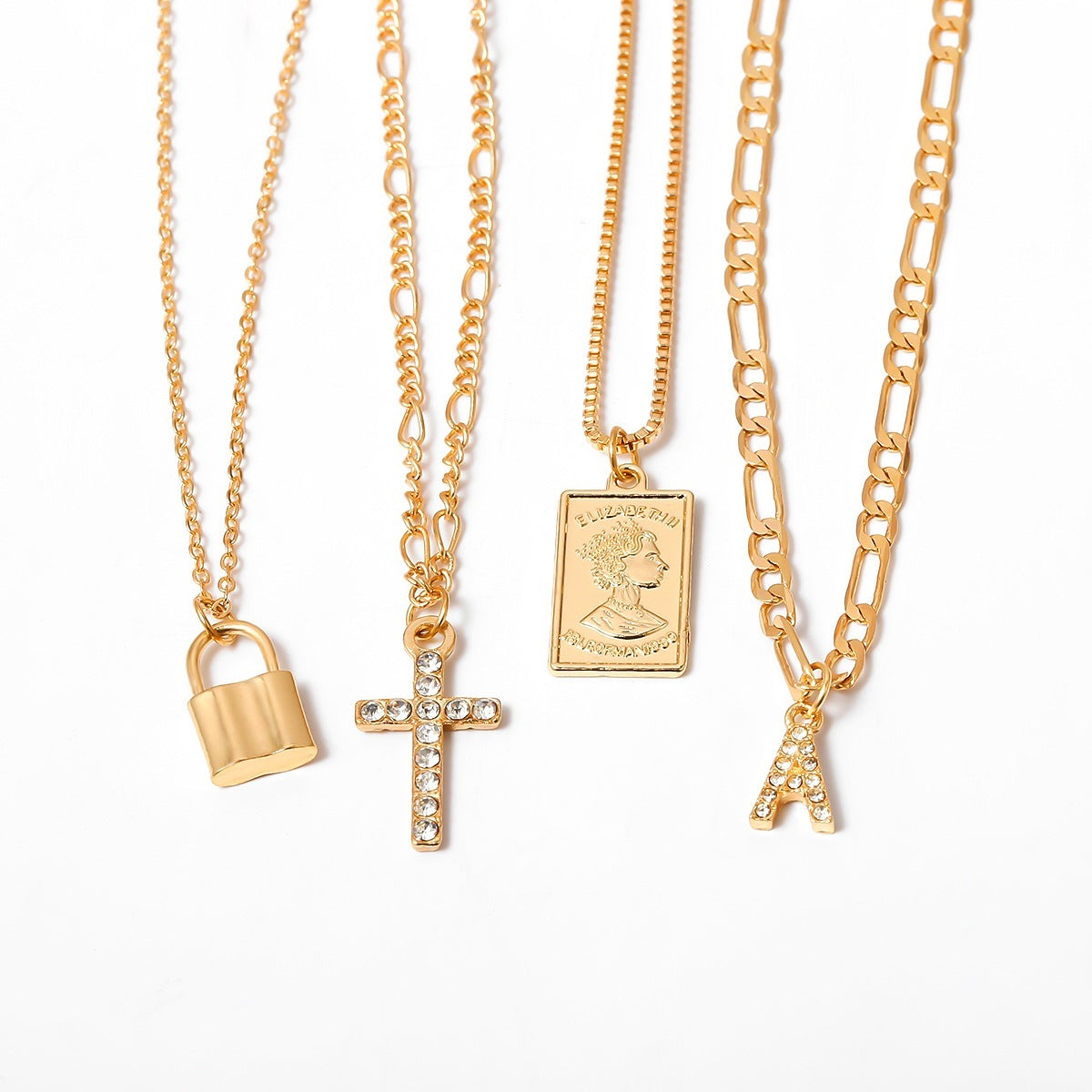 Diamond cross ornament necklace