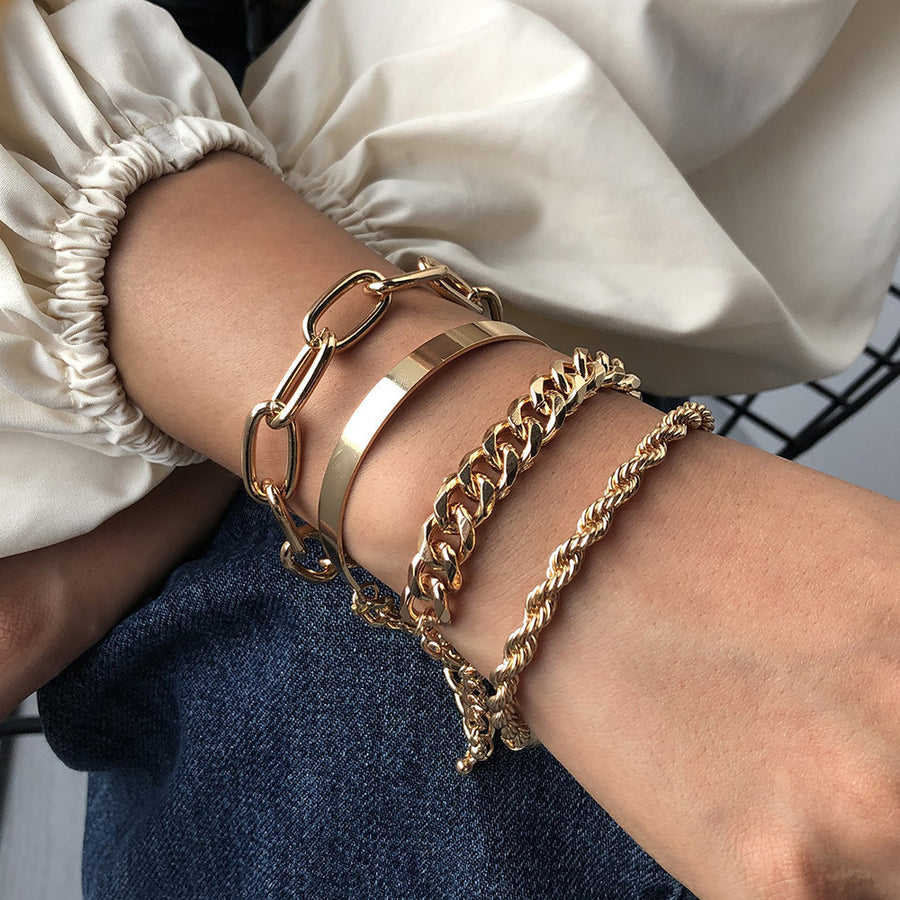 Gold Chain bracelet Set