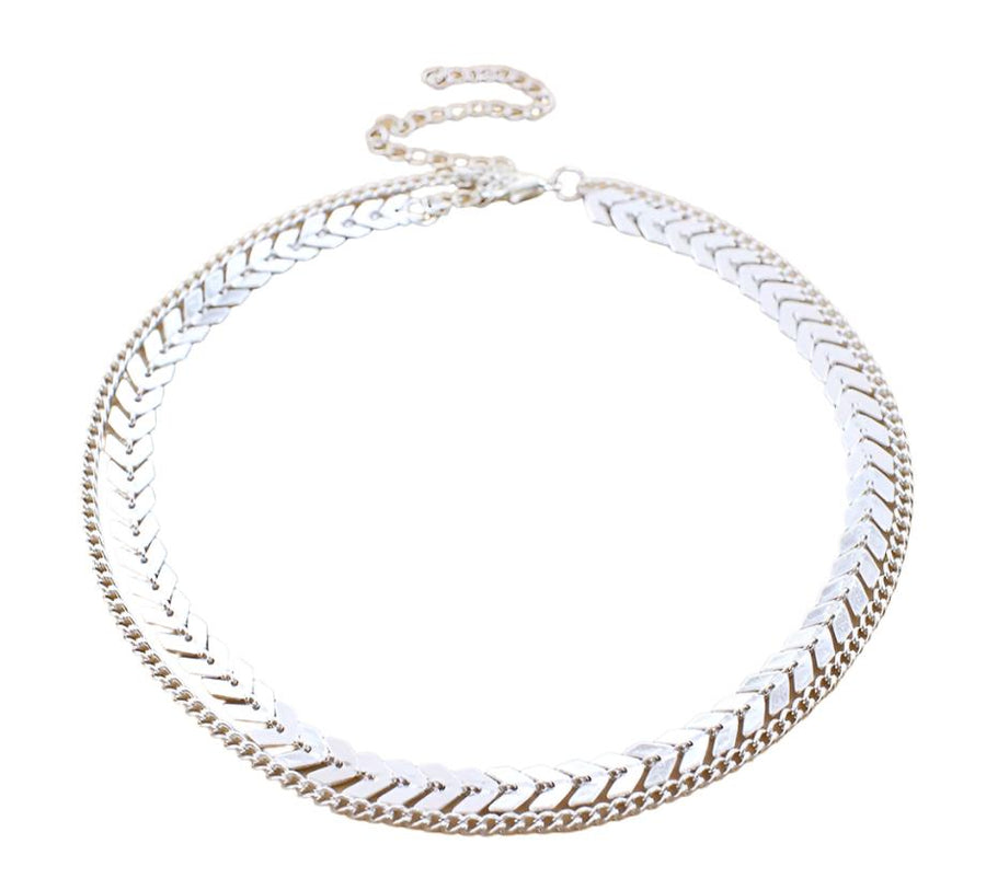 Two Layers Fishbone Choker Necklace
