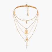 Diamond cross ornament necklace