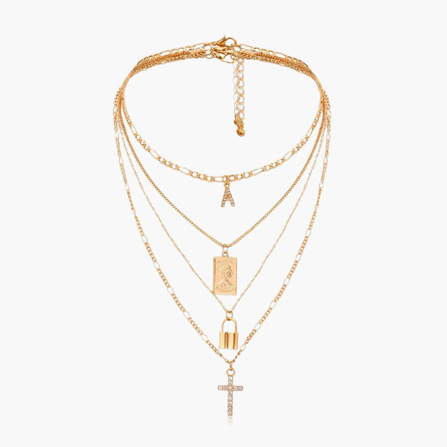 Diamond cross ornament necklace