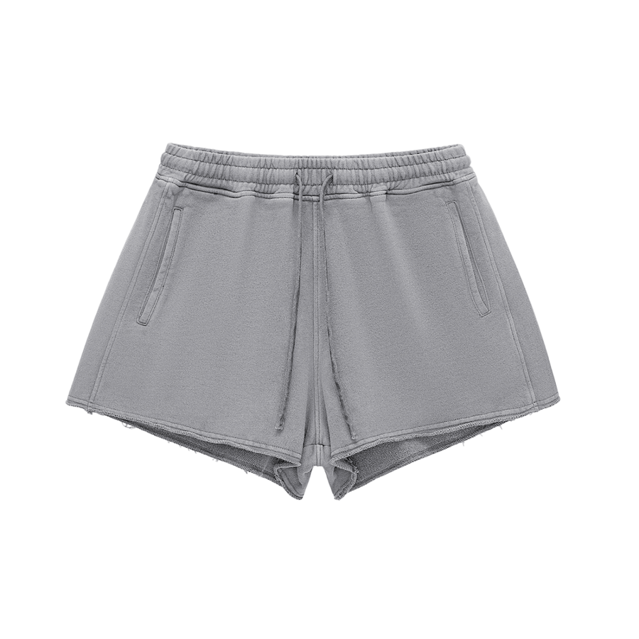 Raw Edge Drawstring Shorts