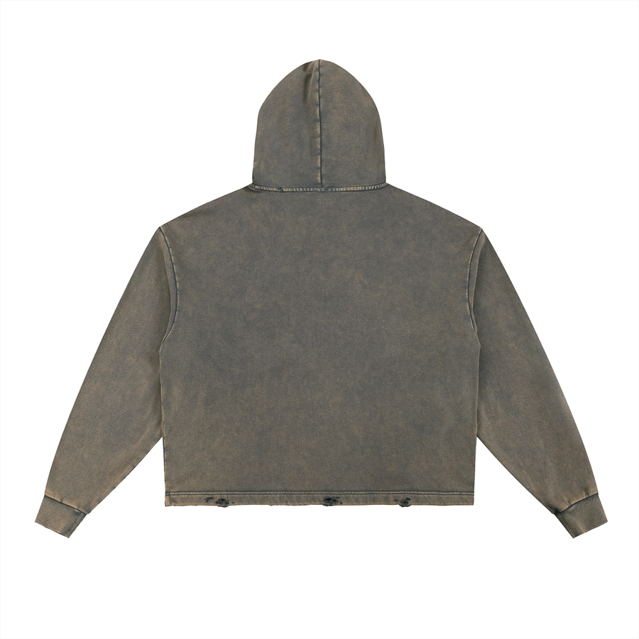 Vintage Frayed-Hem Hoodie