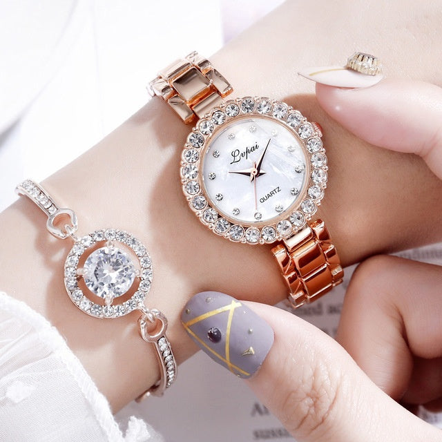 Crystal quartz watch set
