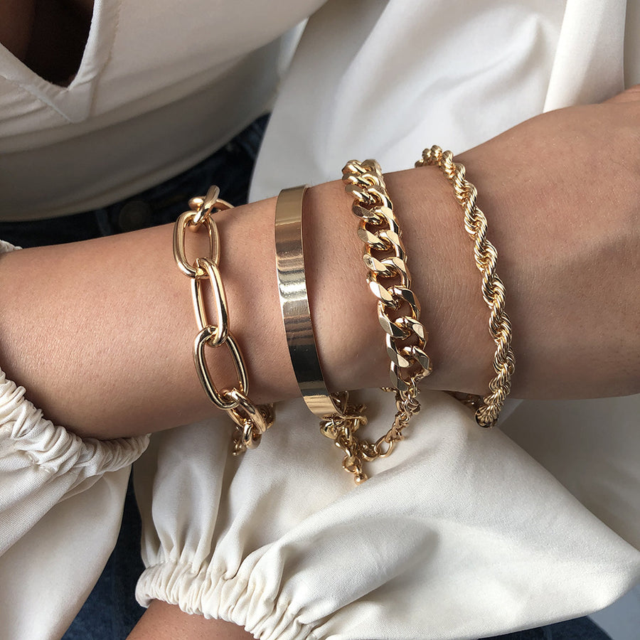 Gold Chain bracelet Set