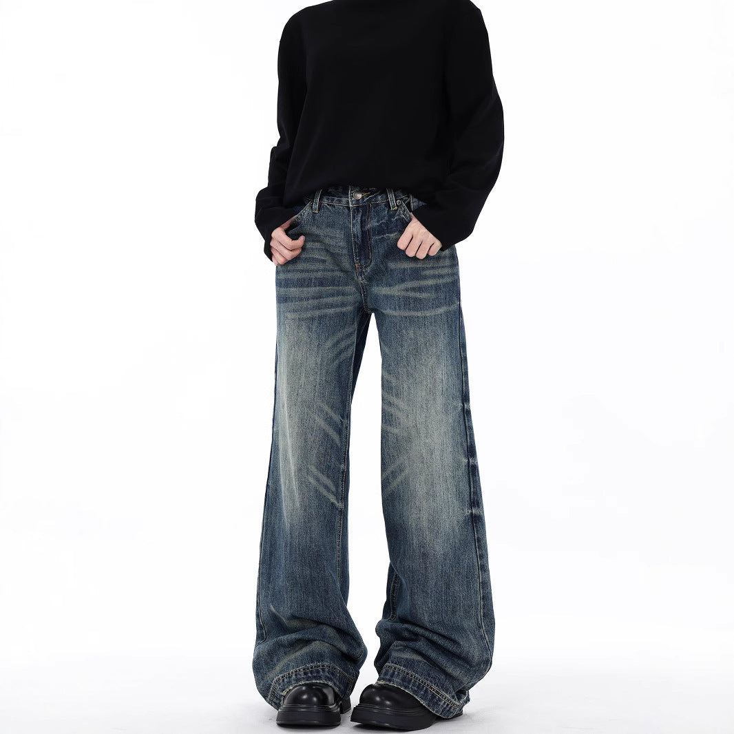 Blue Loose Straight Jeans