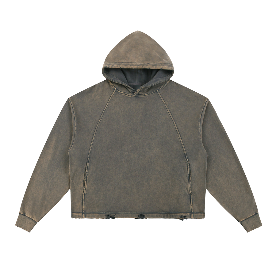 Vintage Frayed-Hem Hoodie