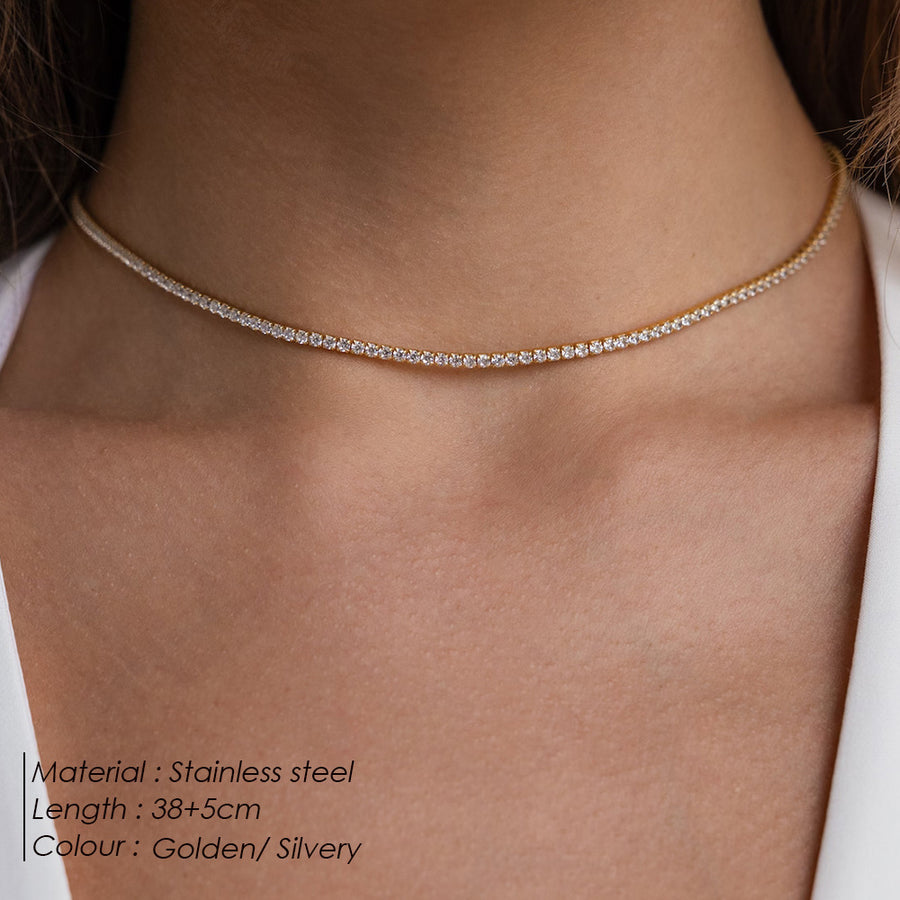 Round Tennis Clavicle Necklace