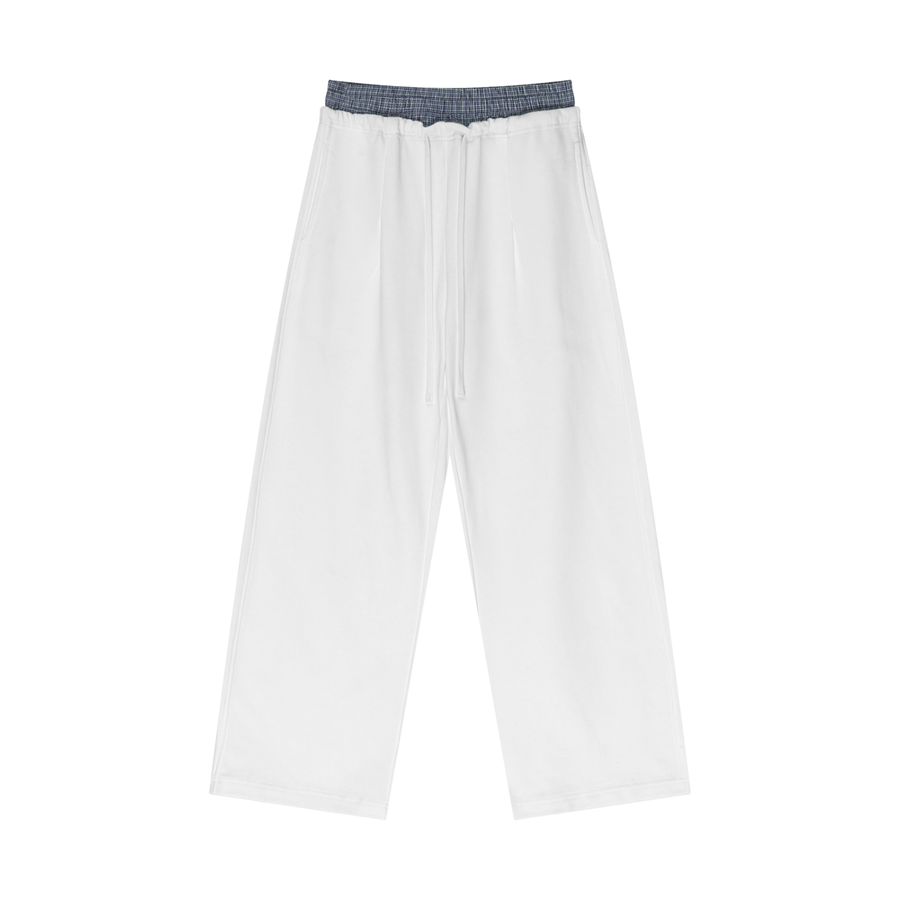 Plaid Contrast Waist Pants