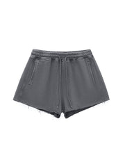 Raw Edge Drawstring Shorts