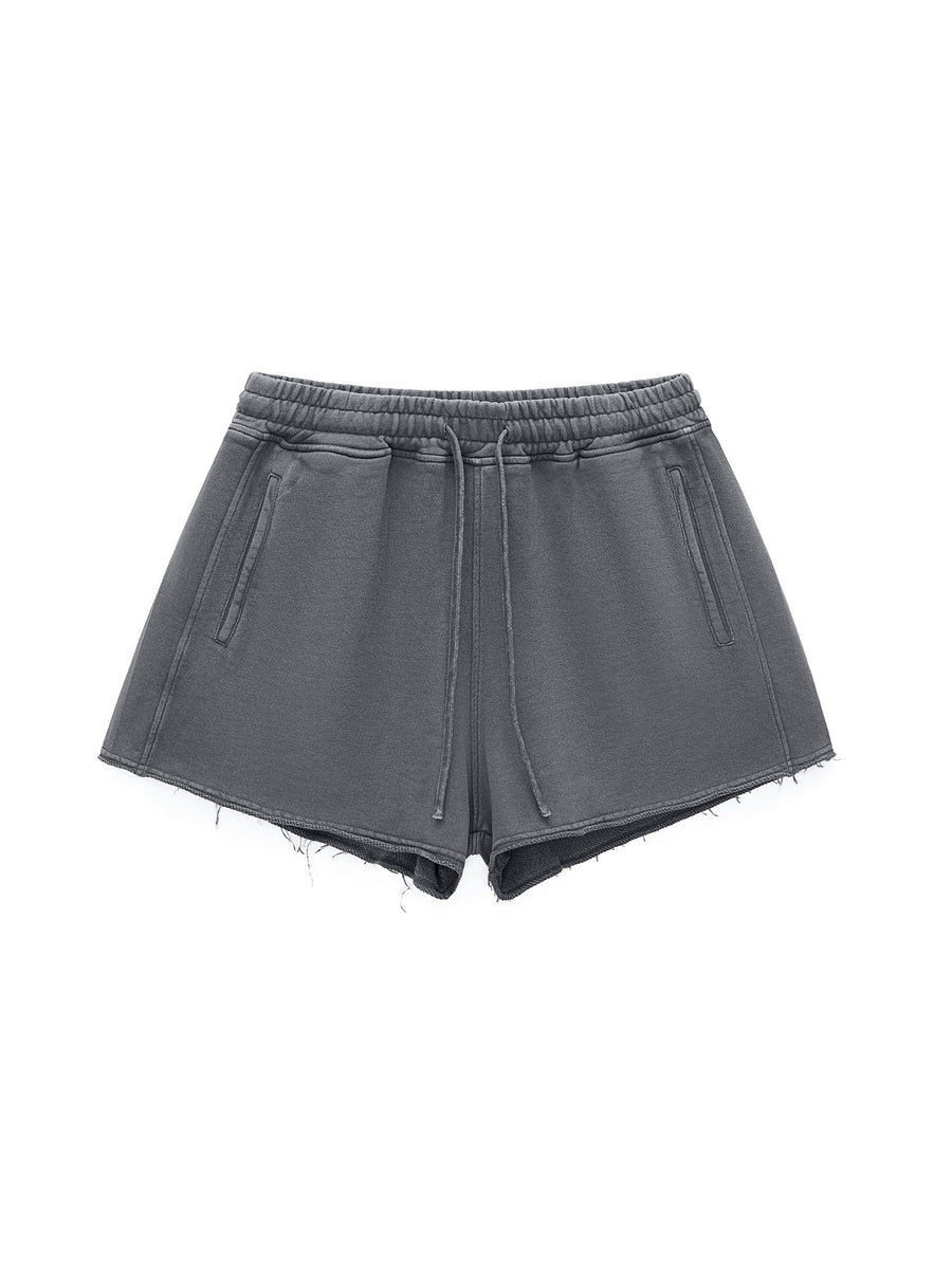 Raw Edge Drawstring Shorts