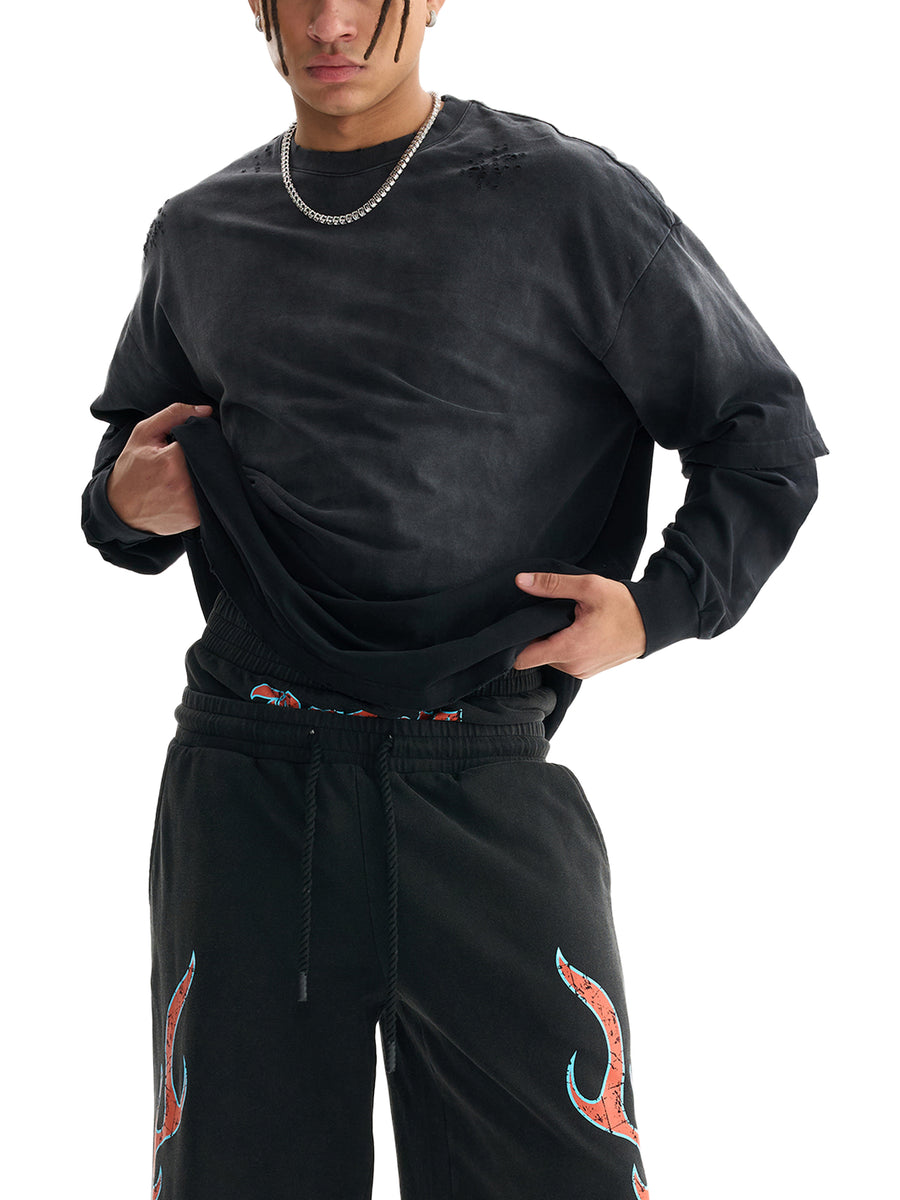 Sunfade Frayed Faux Two-Piece