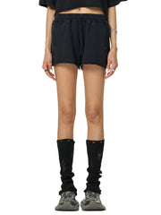Raw Edge Drawstring Shorts