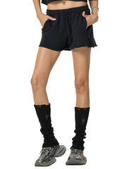 Raw Edge Drawstring Shorts