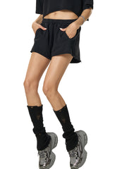 Raw Edge Drawstring Shorts