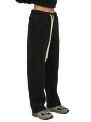 Unisex Solid Color Fleece Straight Leg Pants