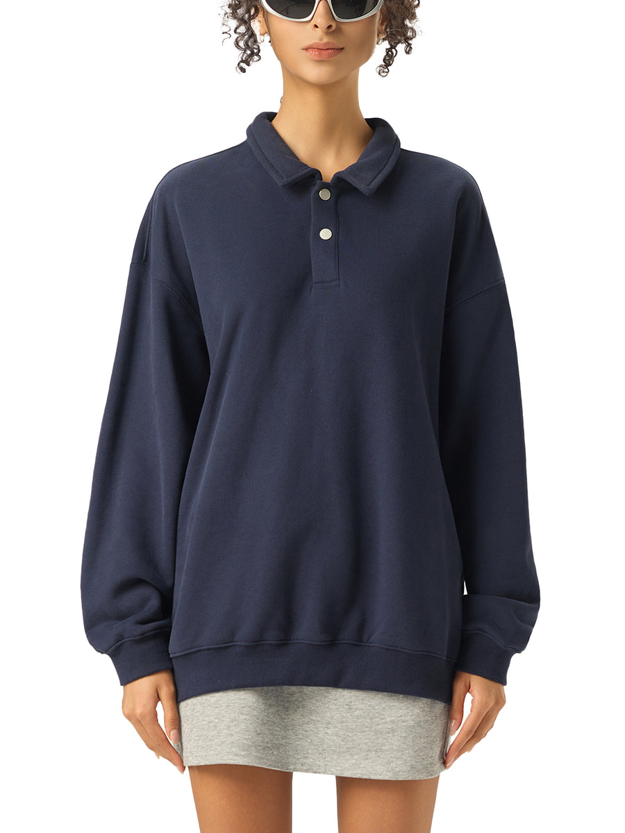 Polo-Collar Sweatshirt
