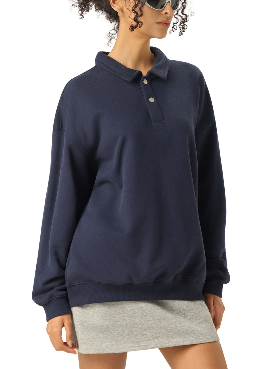 Polo-Collar Sweatshirt