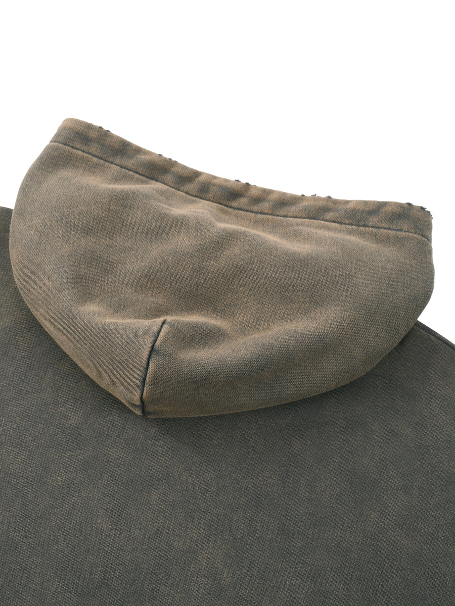 Vintage Frayed-Hem Hoodie