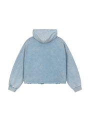 Vintage Frayed-Hem Hoodie