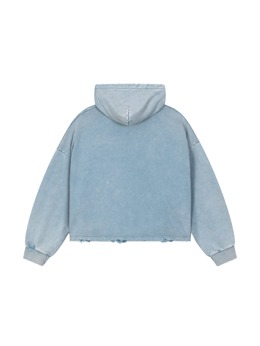 Vintage Frayed-Hem Hoodie