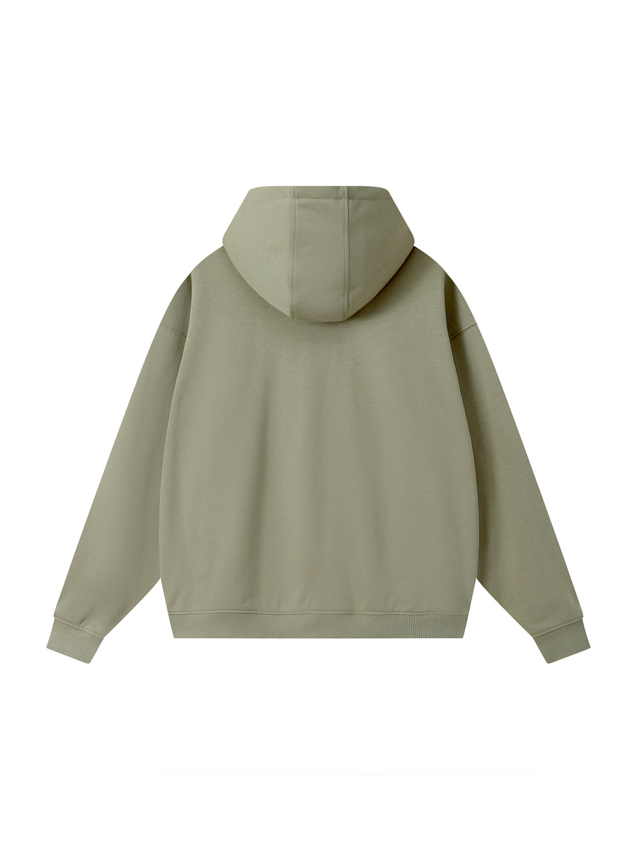 Shoulder Drop Zip Up Hoodie