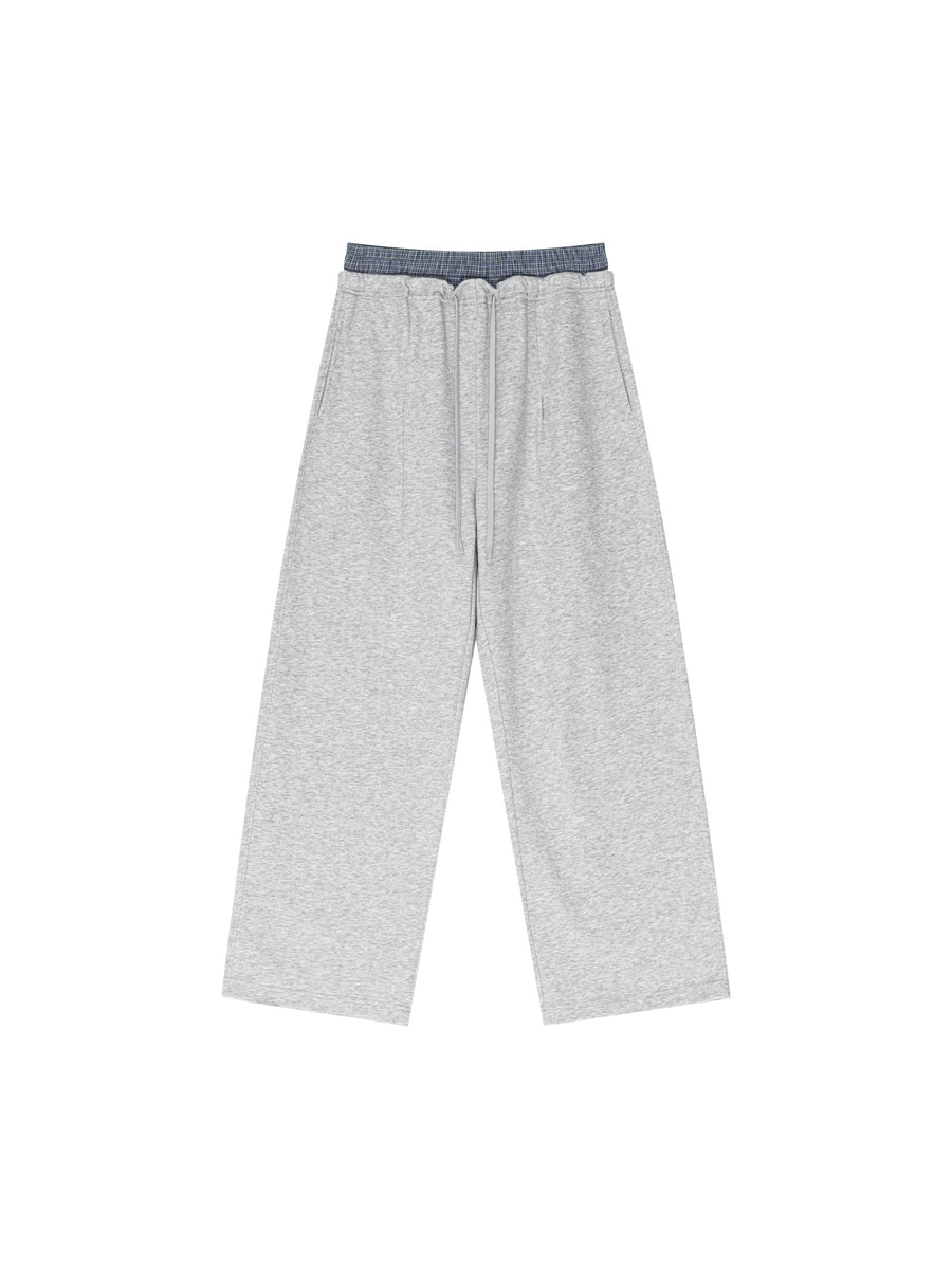 Plaid Contrast Waist Pants