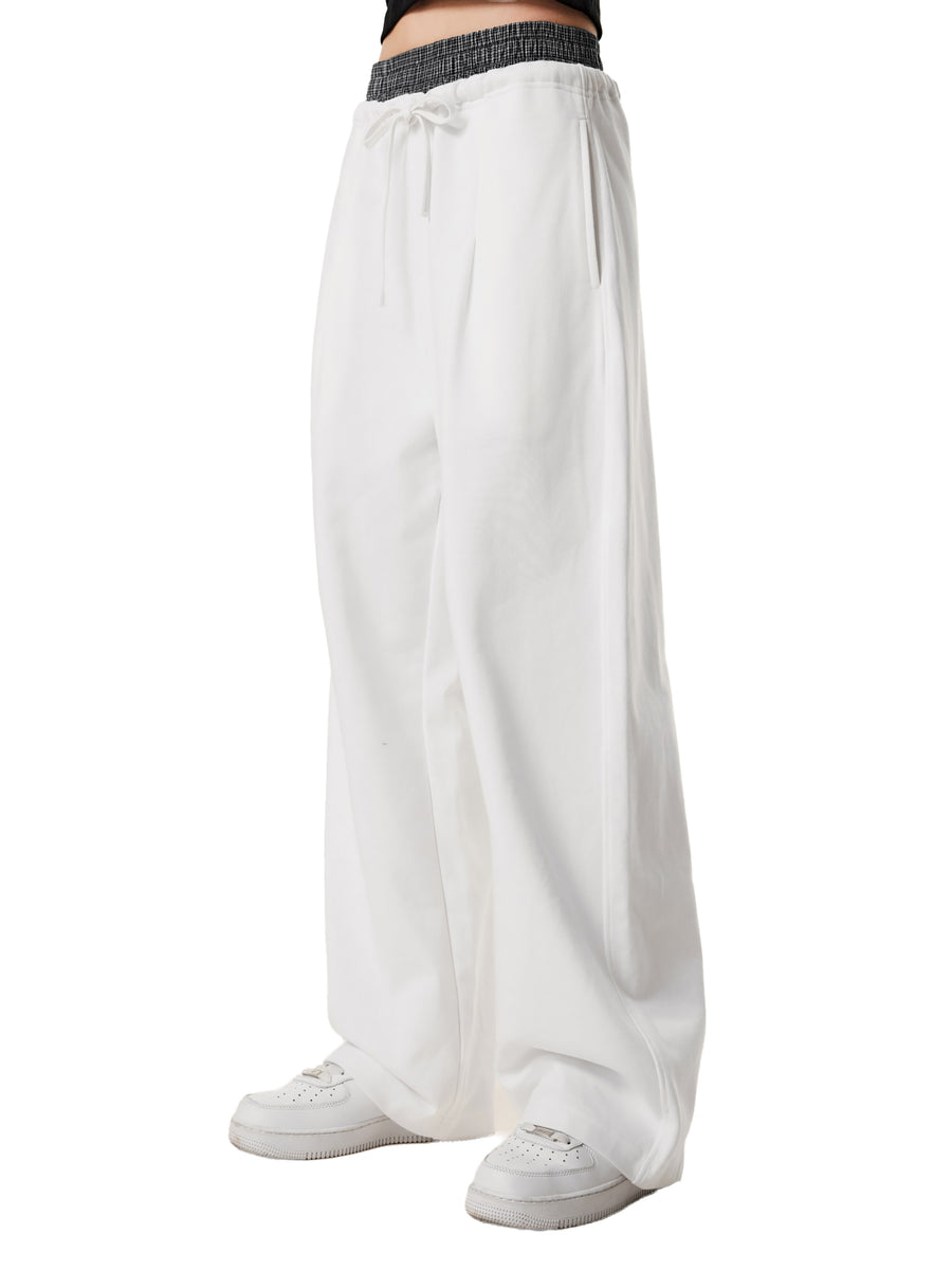 Plaid Contrast Waist Pants